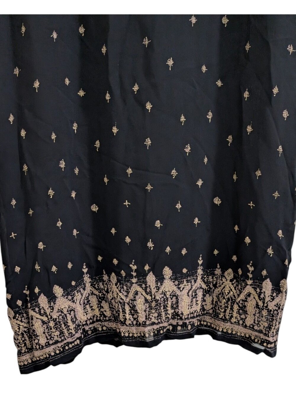 Vintage 90's Indies Black Sheer Sleeve Floral Midi Dress Whimsigoth Boho Size M - Picture 6 of 9